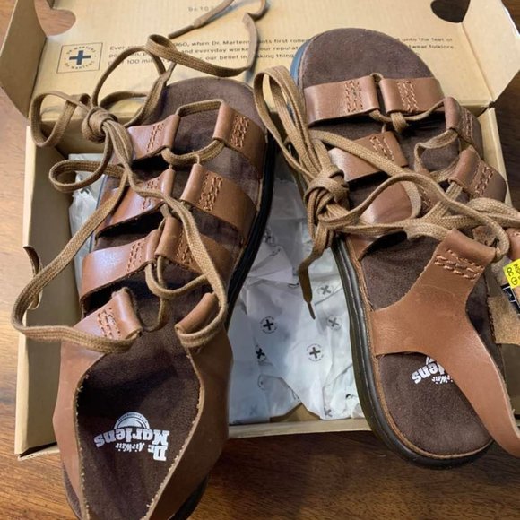 NEW Dr. Martens Kristina Lace Up Gladiator Sandals Tan Sz 6 - Picture 2 of 5